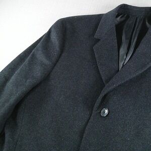 Kenneth Cole Reaction‎ Overcoat Mens 42R Black Wool Blend Single Breasted Coat